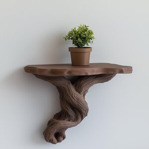 3D Printed Tree Root Floating Shelf | Rustic Wall Ledge