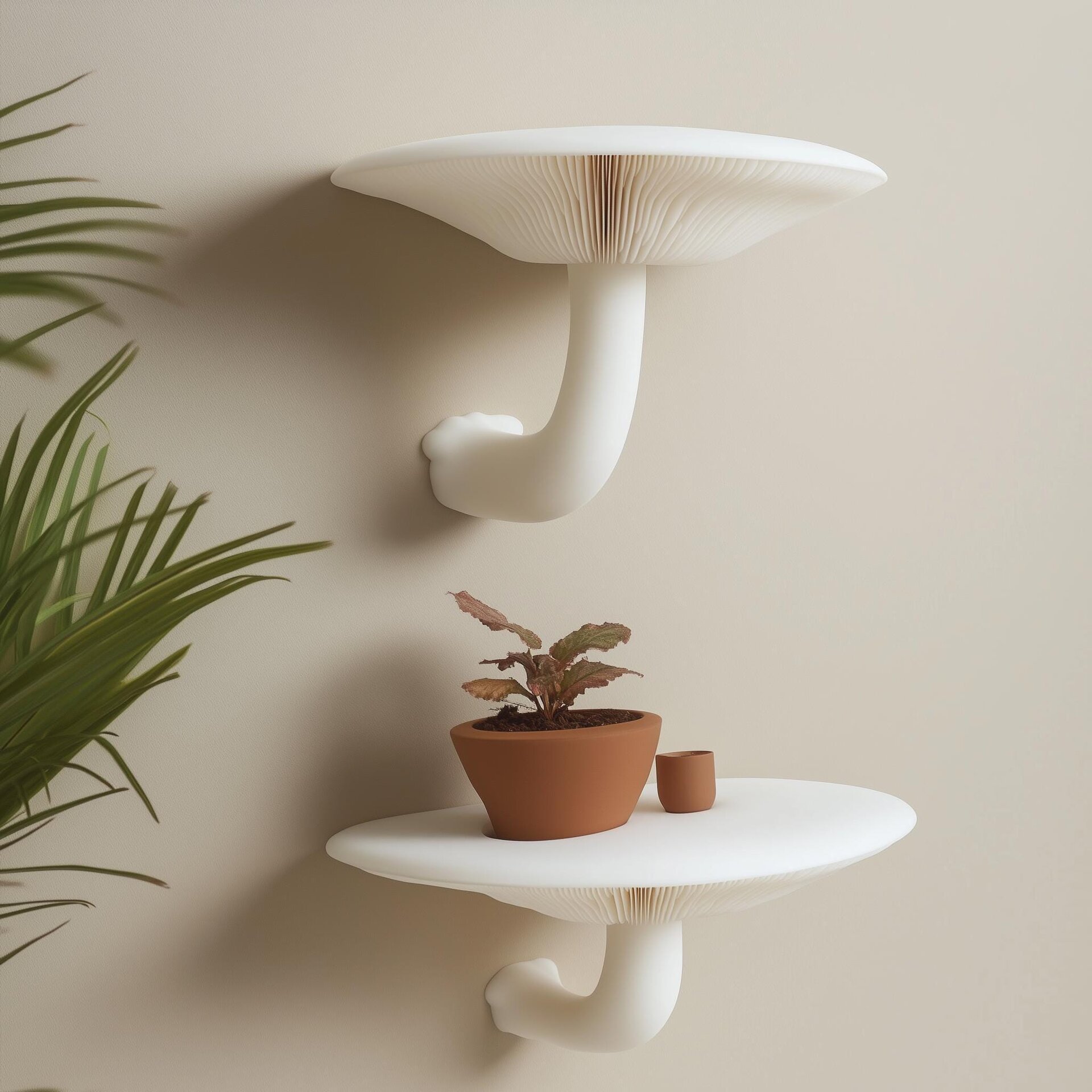 3D Printed Honey Mushroom Shelves, Set of 2