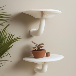 3D Printed Honey Mushroom Shelves, Set of 2