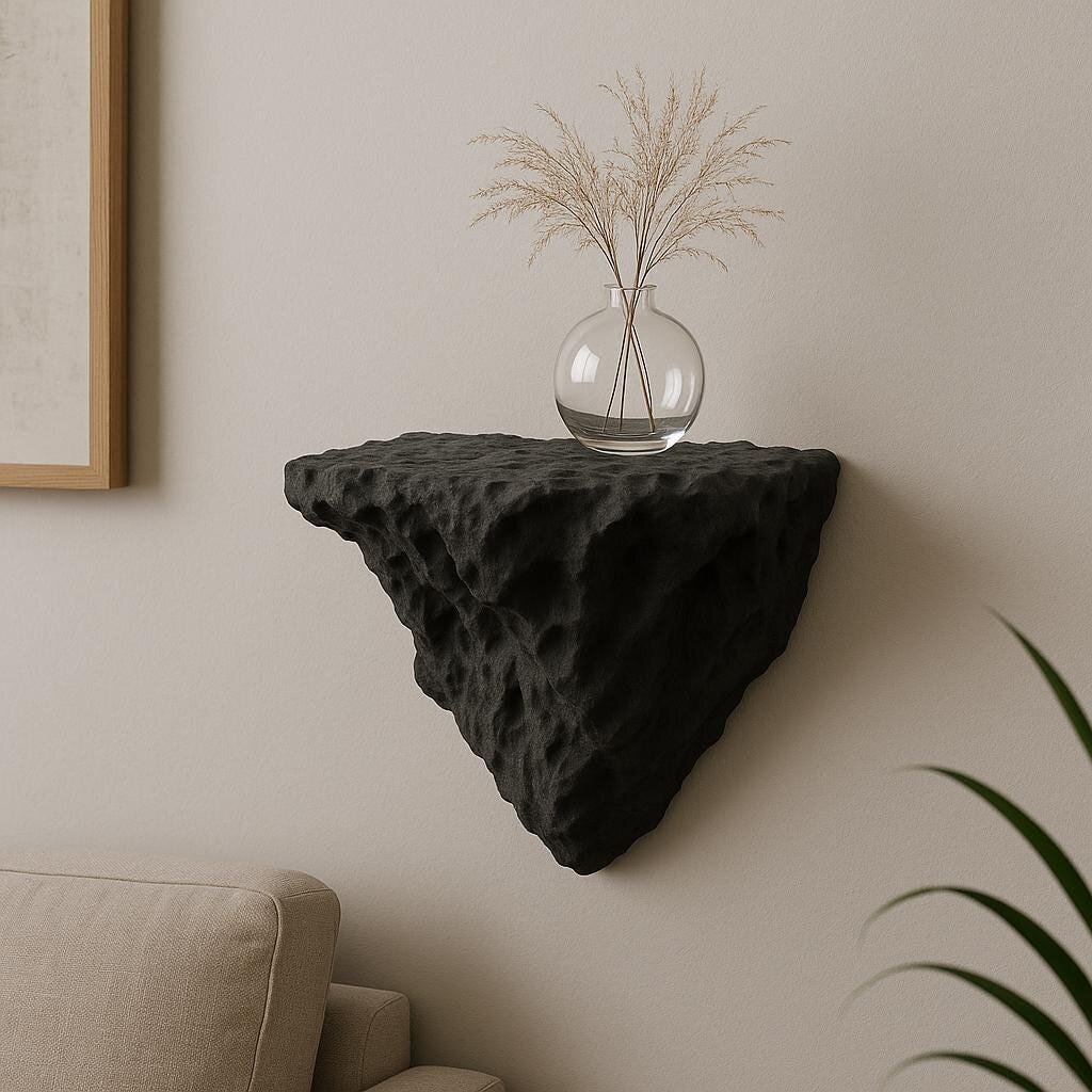 3D Printed Rock Wall Shelf | Geometric Floating Ledge