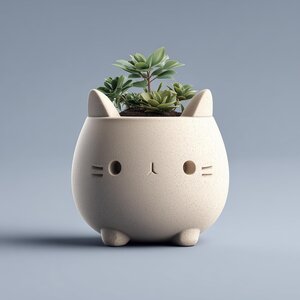 3D Printed Cat Planter | Kawaii Succulent Pot