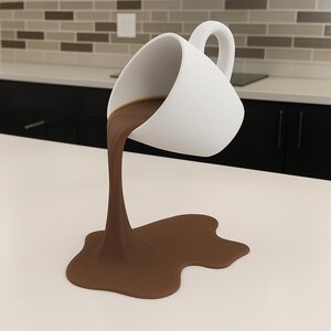 Floating Coffee Cup Sculpture | 3D Printed Illusion