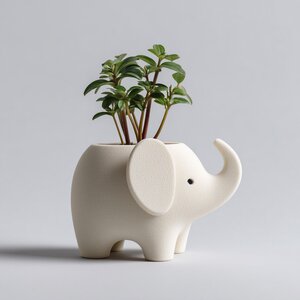 3D Printed Elephant Planter | Succulent Pot & Desk Decor