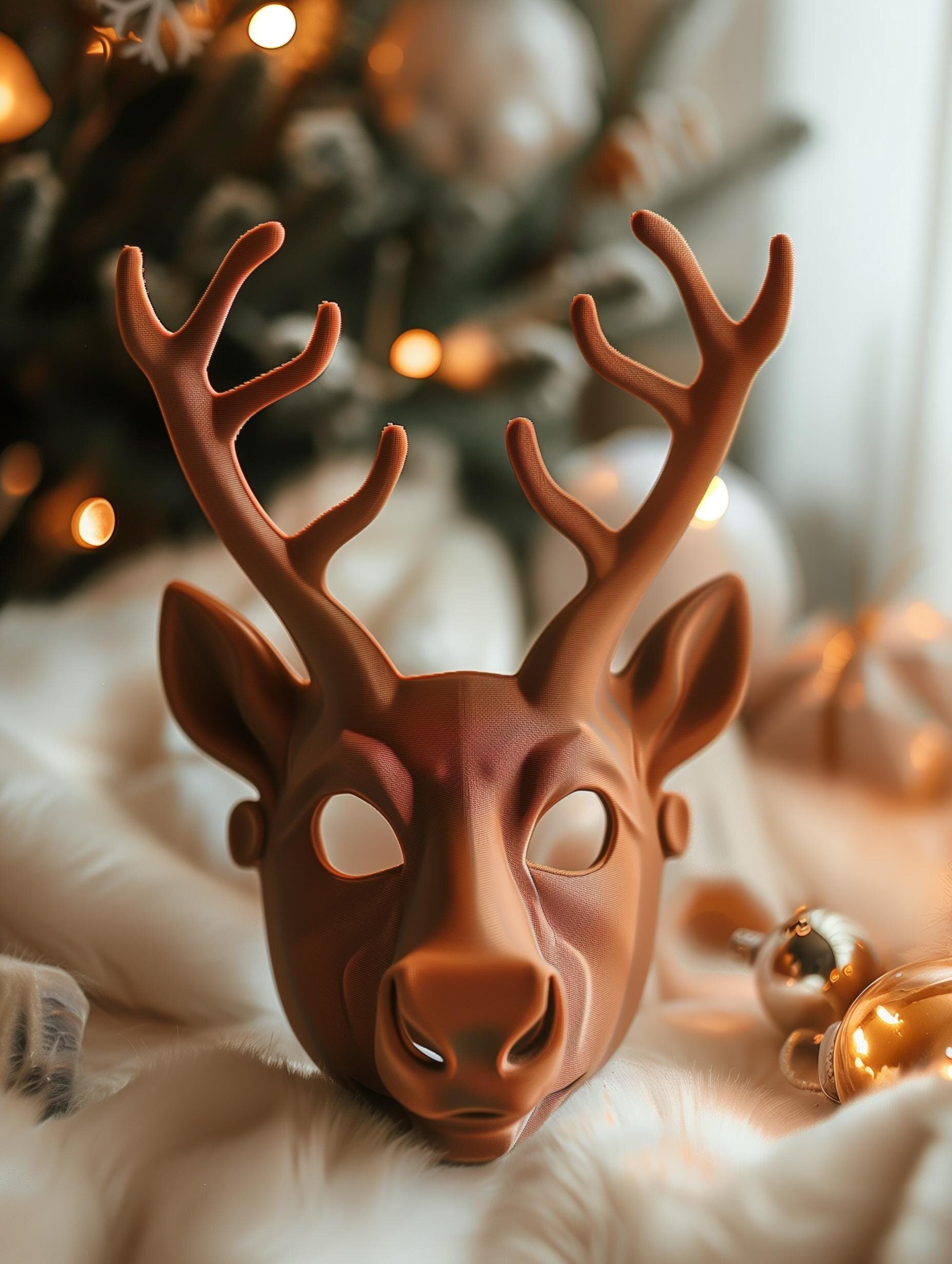 3D Printed Antlered Reindeer Costume Mask