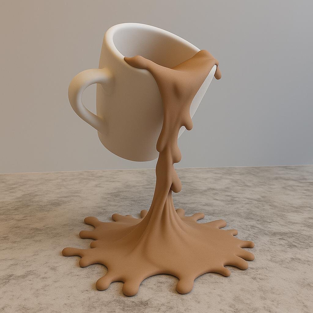 3D Printed Floating Spilled Coffee Sculpture