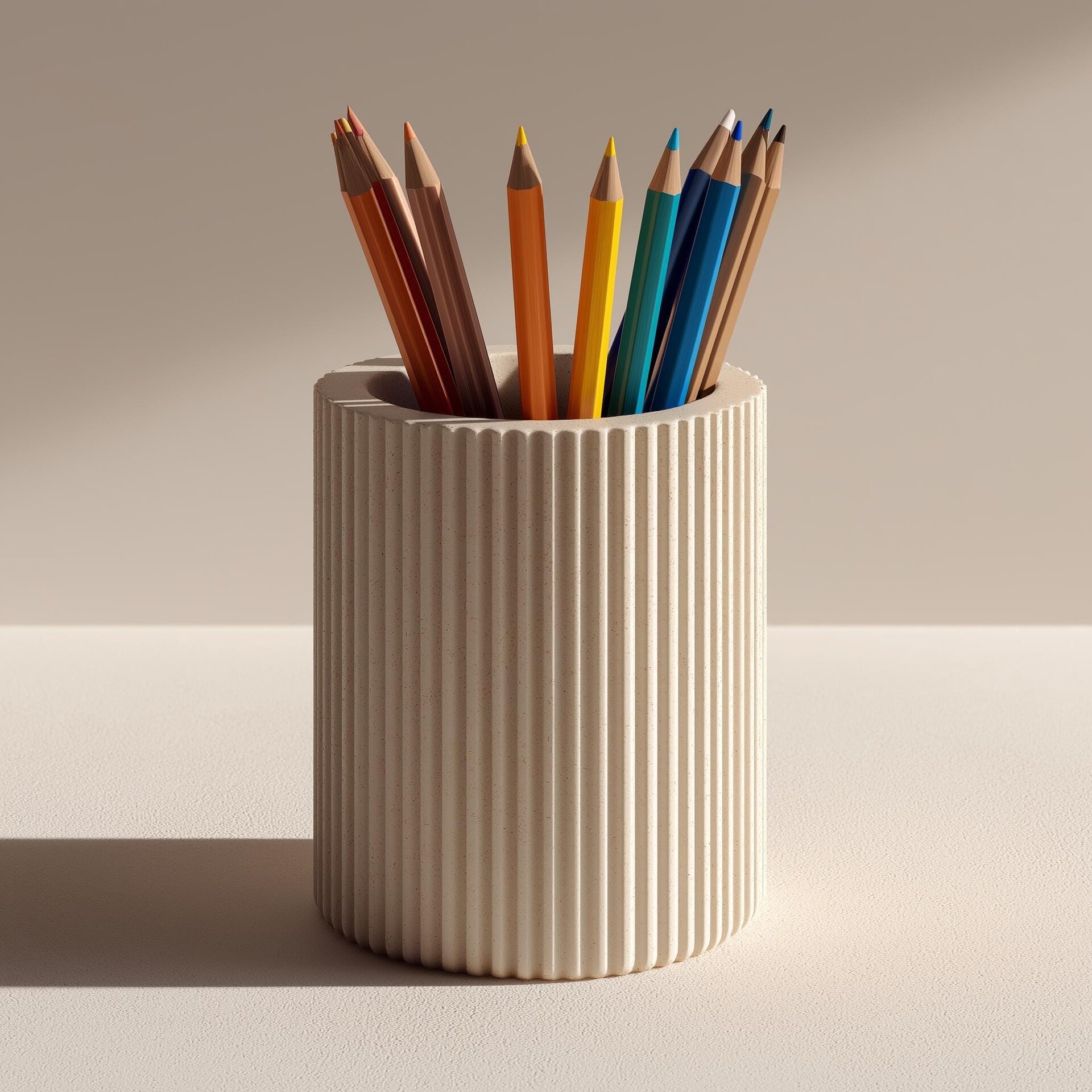 3D Printed Pencil Holder | Ribbed Pen & Brush Cup