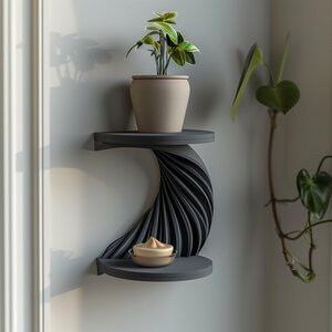 3D Printed Double-Tier Spiral Wall Shelf