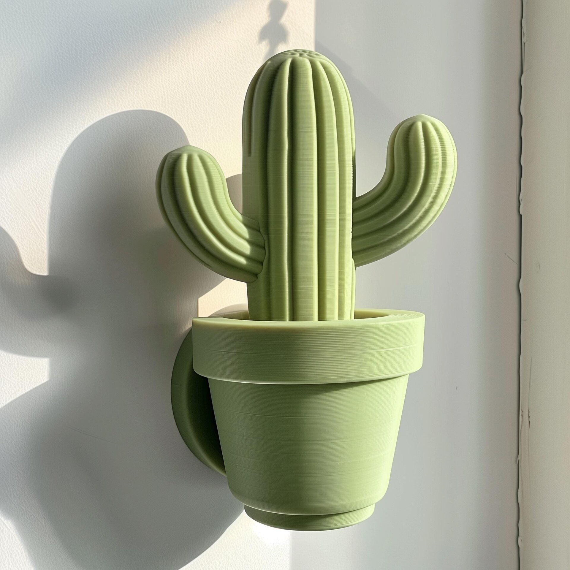 3D Printed Minimal Cactus Wall Sculpture