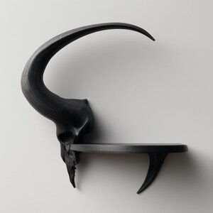 3D Printed Ram Skull Wall Shelf | Gothic Floating Ledge