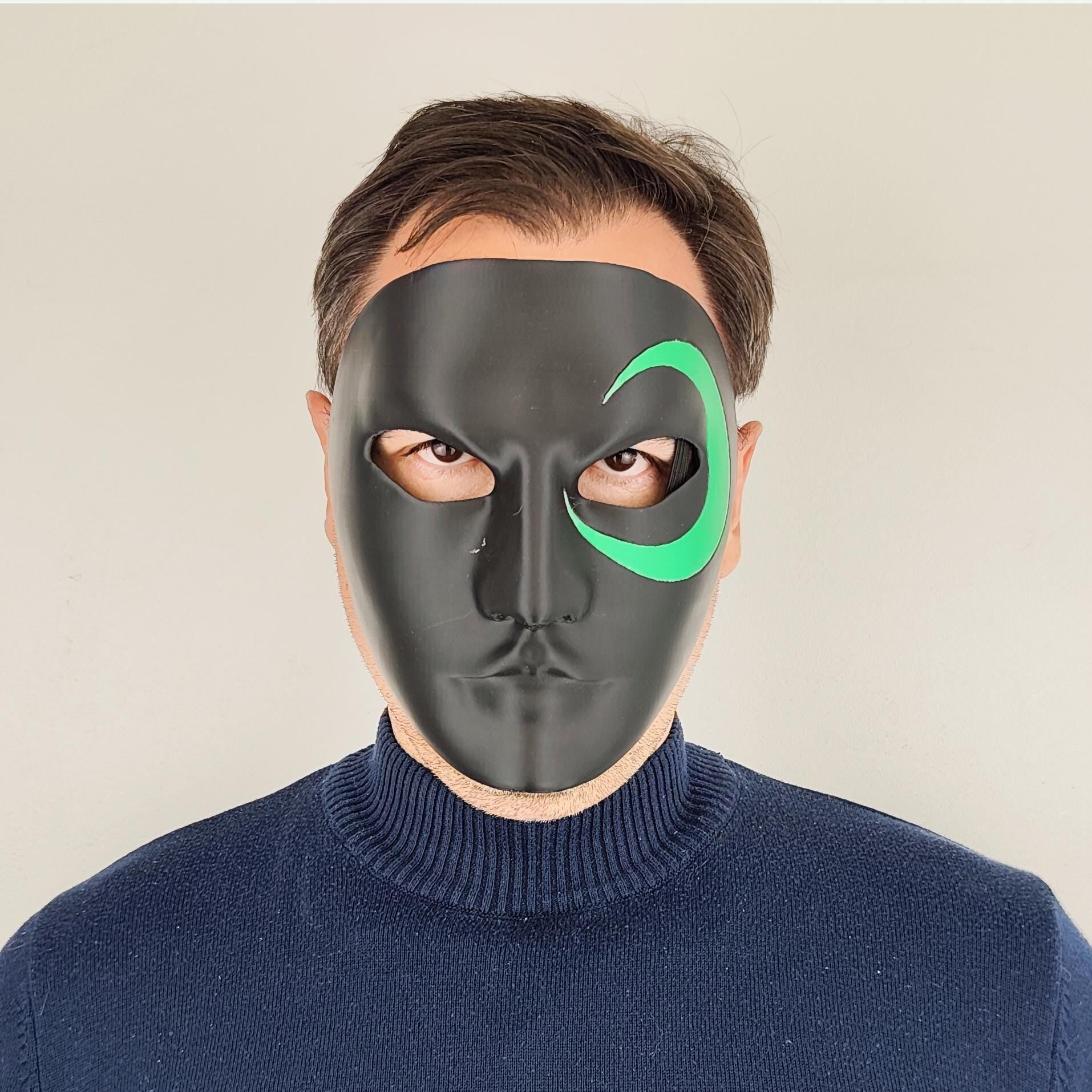 3D Printed Black Full Face Cosplay Mask