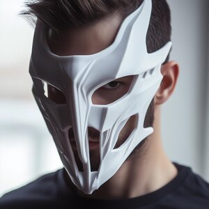 3D Printed Futuristic White Cosplay Mask