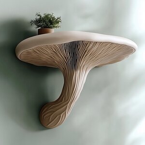 3D Printed Cap-and-Stem Mushroom Wall Shelf | Organic Ledge