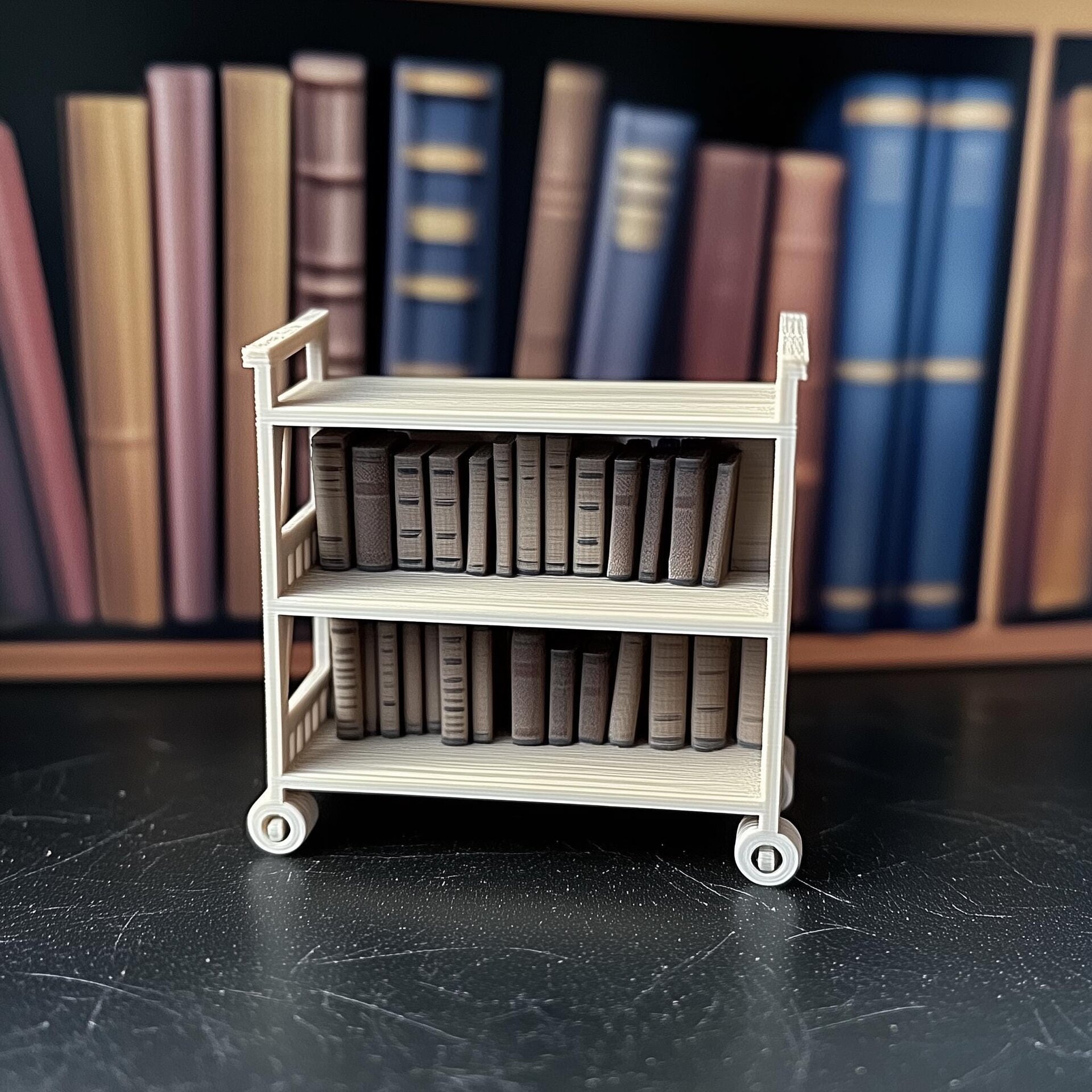 1:12 Dollhouse Library Cart | 3D Printed Bookcase