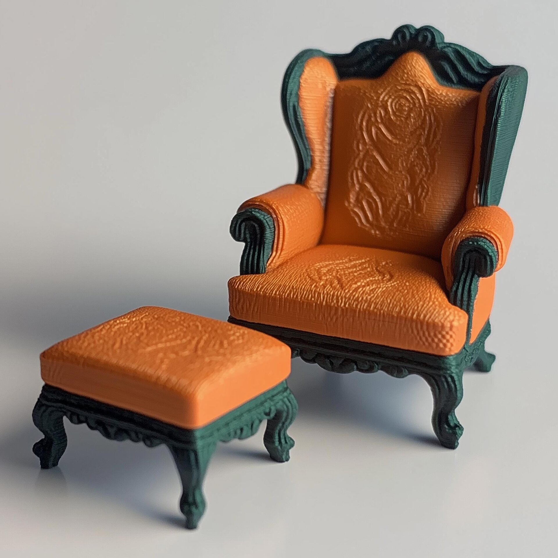 3D Printed 1:12 Baroque Chair and Ottoman