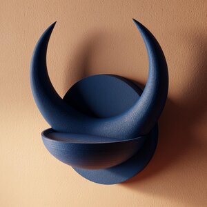3D Printed Crescent Horn Bowl Wall Shelf