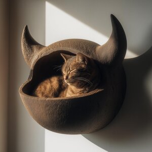3D Printed Horned Cat Wall Shelf Bed