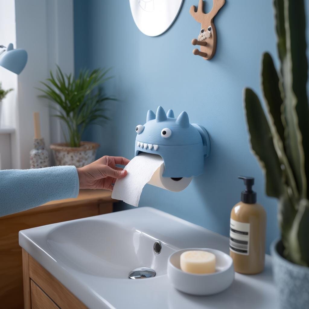 3D Printed Spiky Monster Toilet Paper Holder