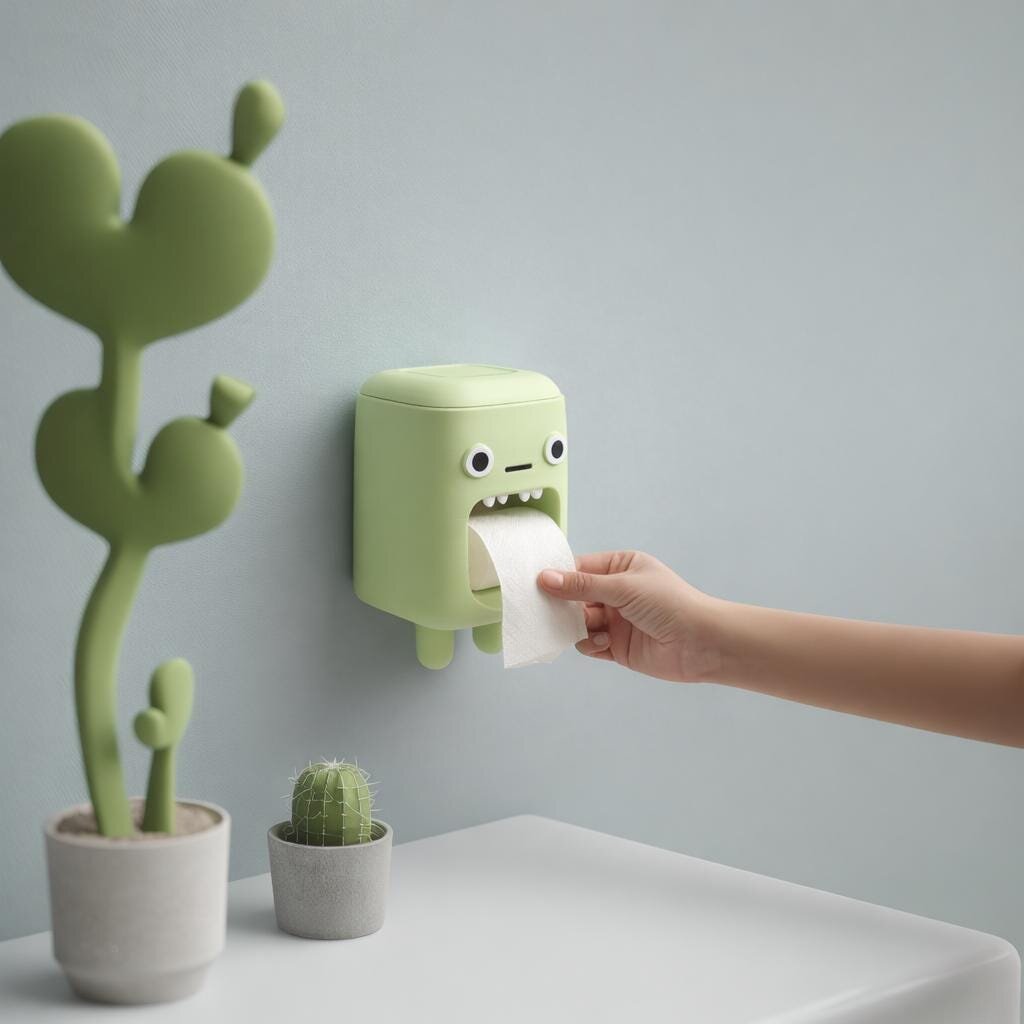 3D Printed Kawaii Monster Toilet Paper Holder | Wall-Mounted