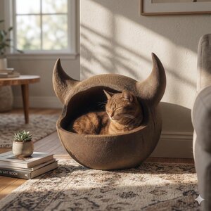 3D Printed Horned Cat Cave Bed
