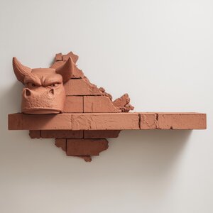3D Printed Dragon Brick Wall Shelf