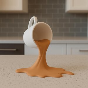 Spilled Espresso Sculpture | 3D Printed Coffee Art