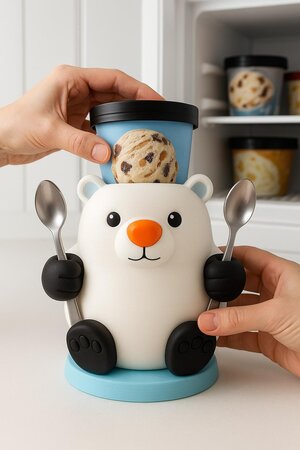 3D Printed Polar Bear Ice Cream Pint Holder