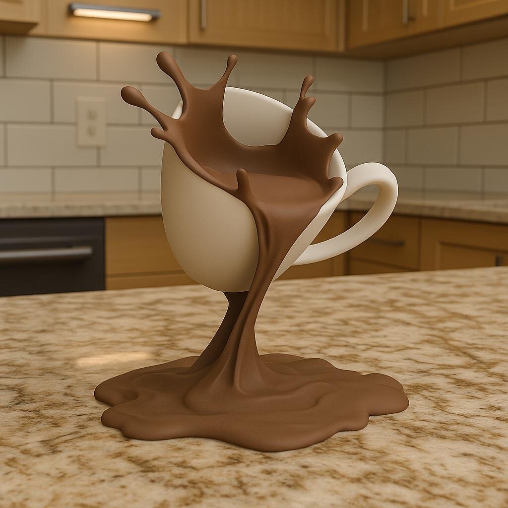 3D Printed Coffee Splash Illusion Sculpture