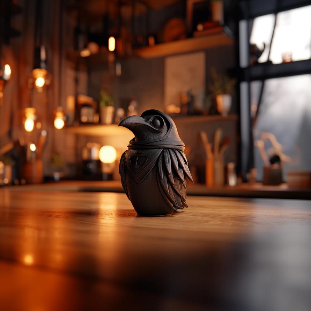 Raven Memorial Urn with Lid | 3D Printed Keepsake