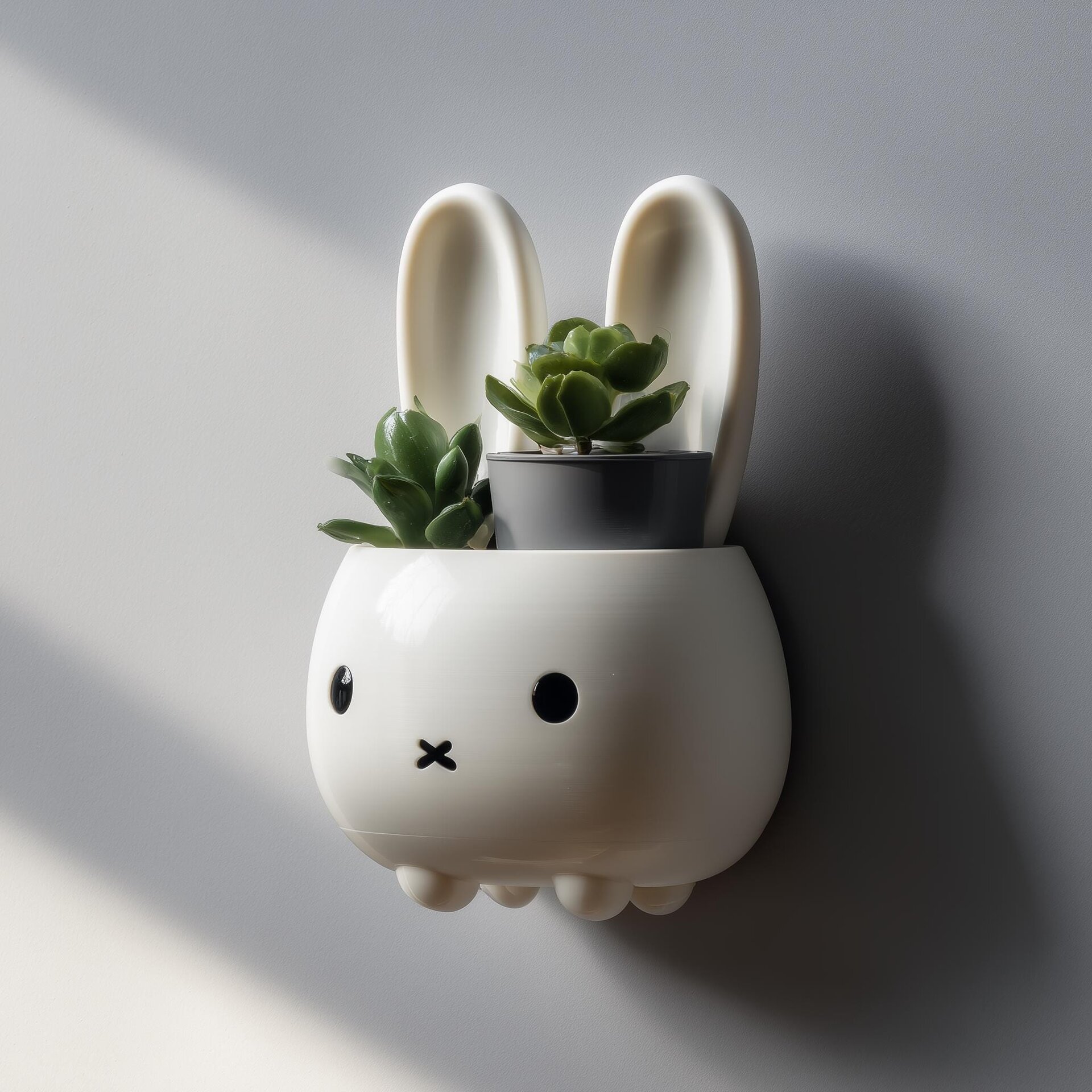 3D Printed Bunny Wall Planter Shelf | Cute Plant Display
