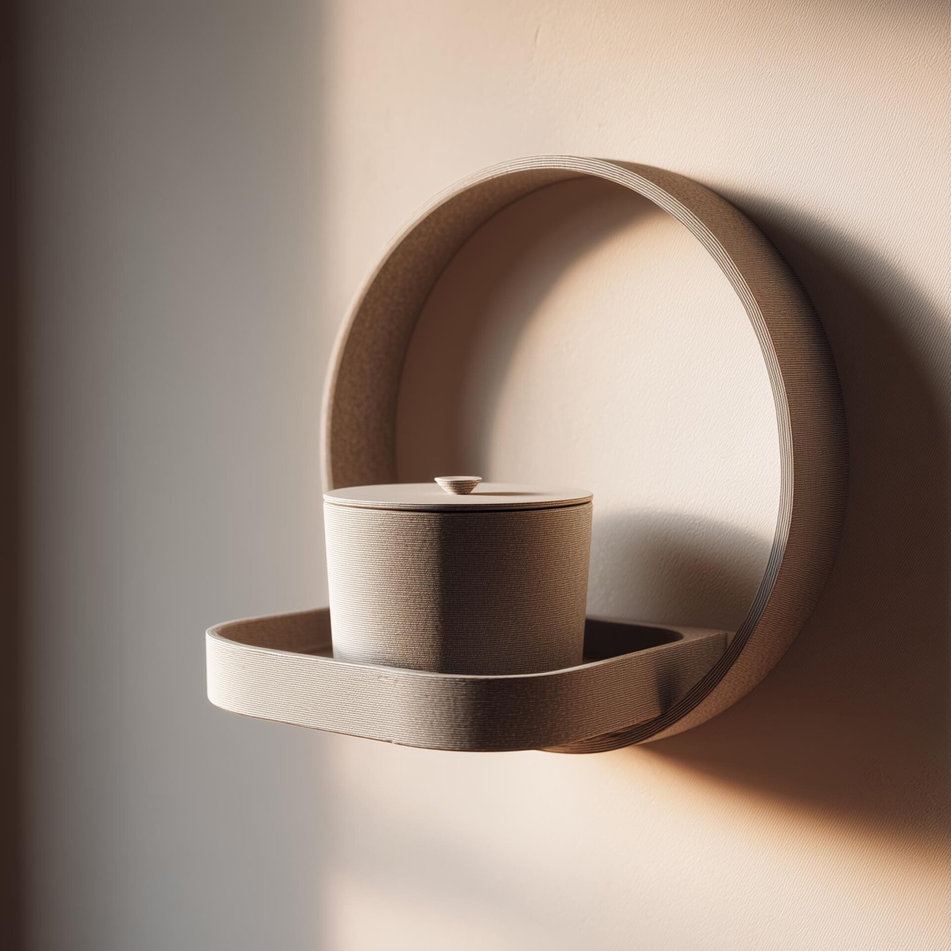 3D Printed Circular Memorial Wall Shelf with Urn
