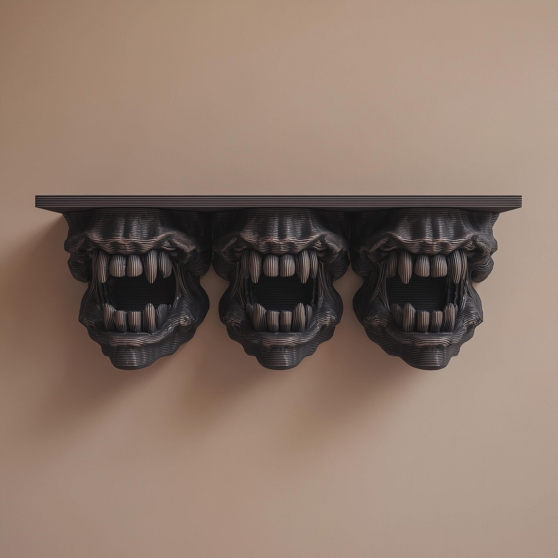 3D Printed Three-Figure Wall Shelf | Fantasy Display Ledge