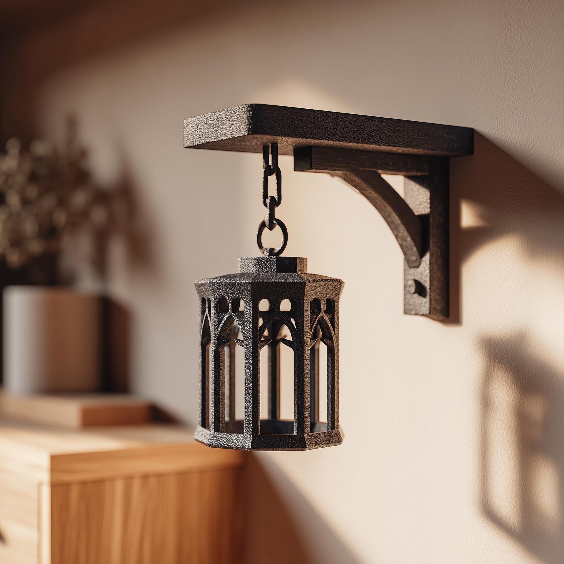 3D Printed Gothic Hanging Wall Decor | Lantern-Style Sculpture