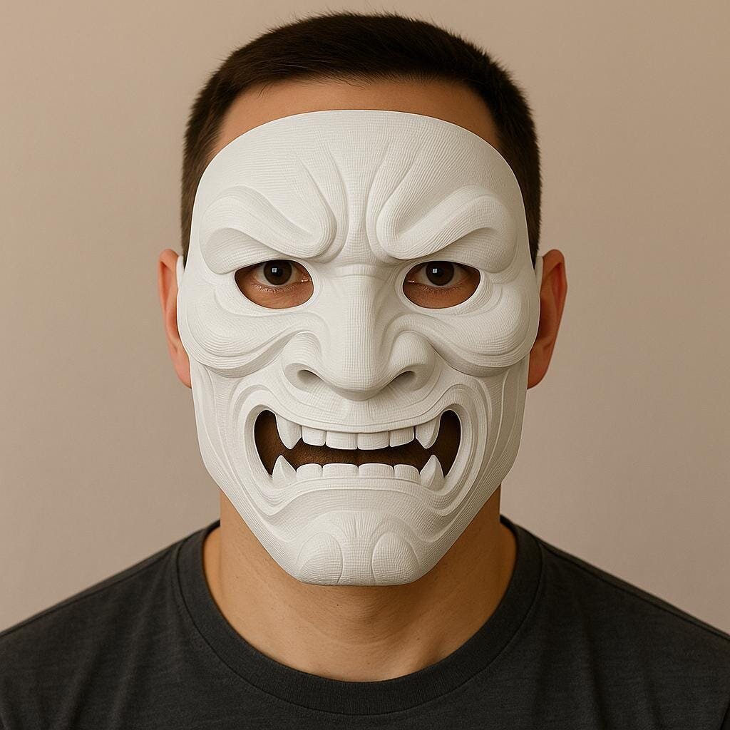 3D Printed Oni Samurai Mask | Japanese Folklore Prop