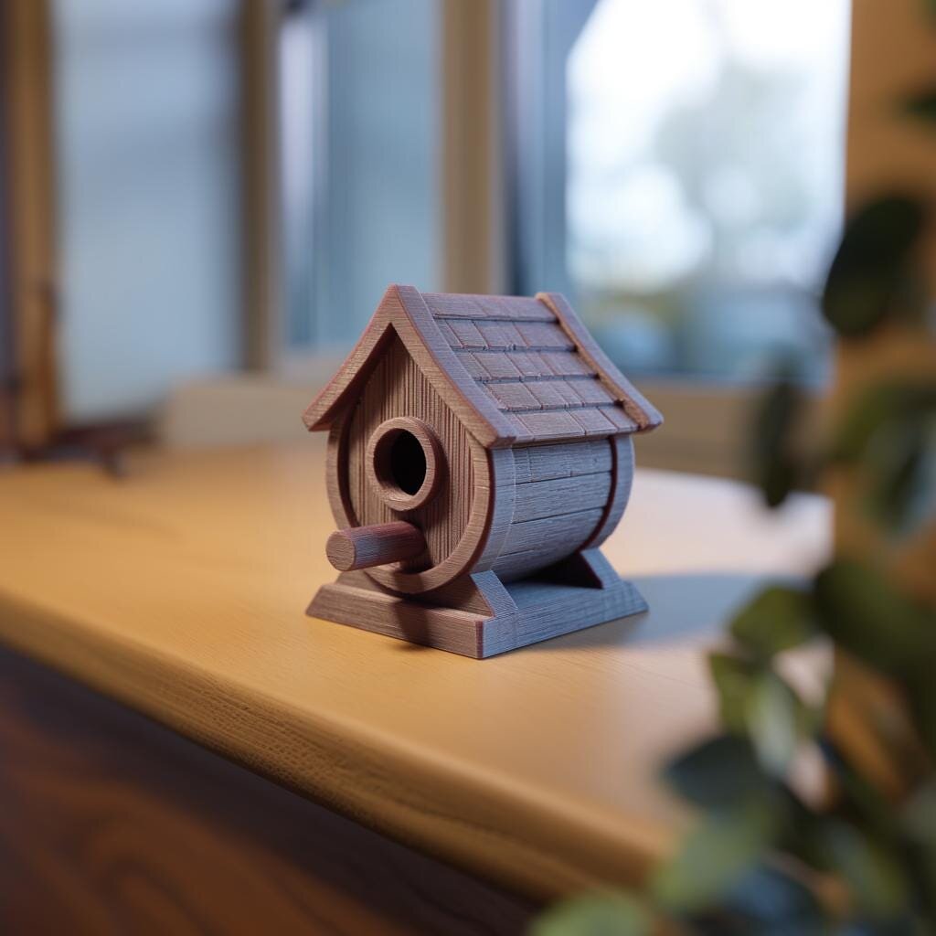 3D Printed Rustic Birdhouse Decor | Indoor Shelf Accent