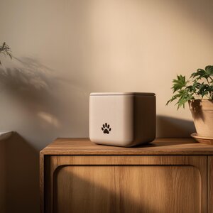 Square Pet Memorial Urn | 3D Printed Paw Print Box