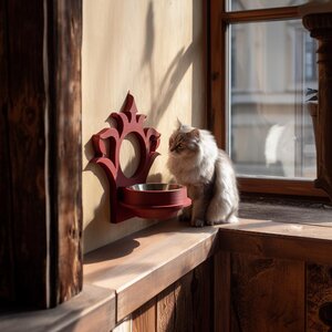 Gothic Wall Pet Bowl Holder | 3D Printed Feeder Frame