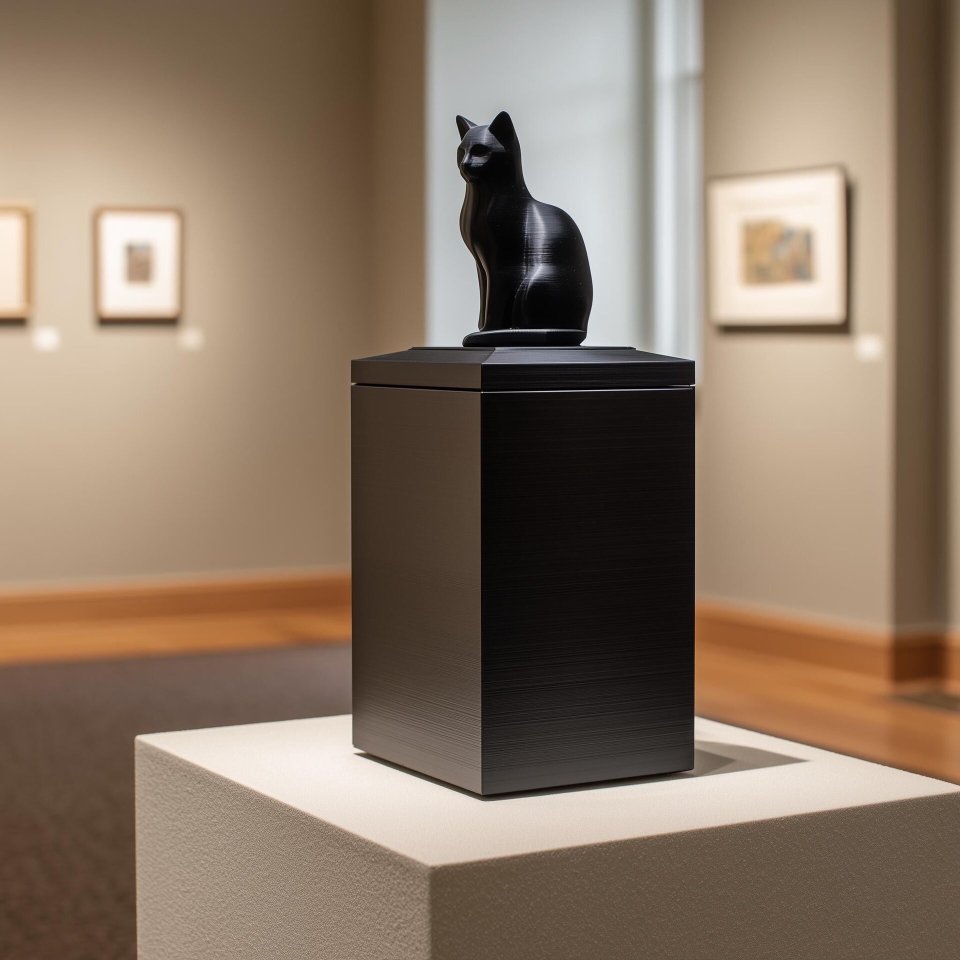 3D Printed Cat Figurine Box Memorial Urn | Keepsake Vessel