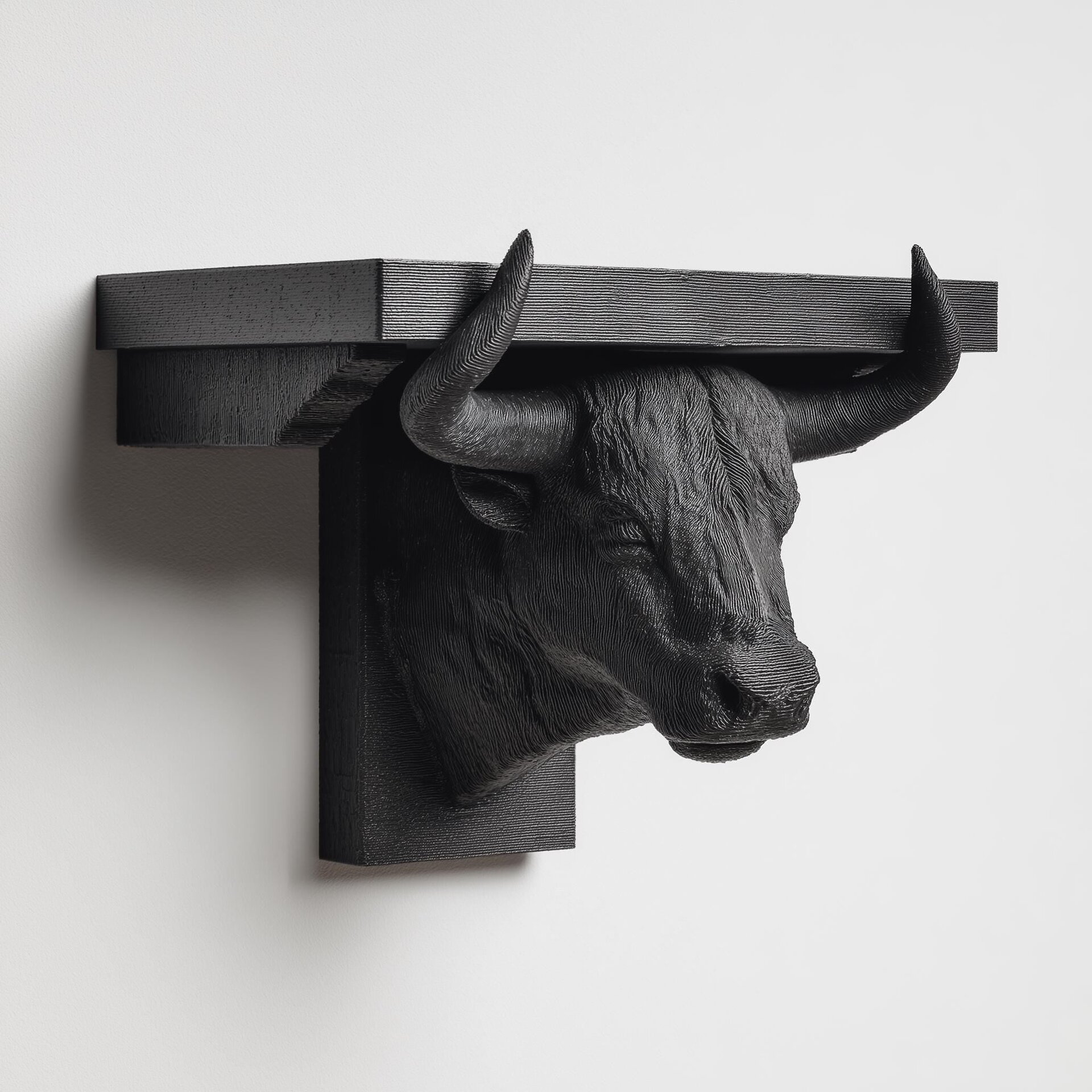 3D Printed Taurus Bull Head Wall Shelf