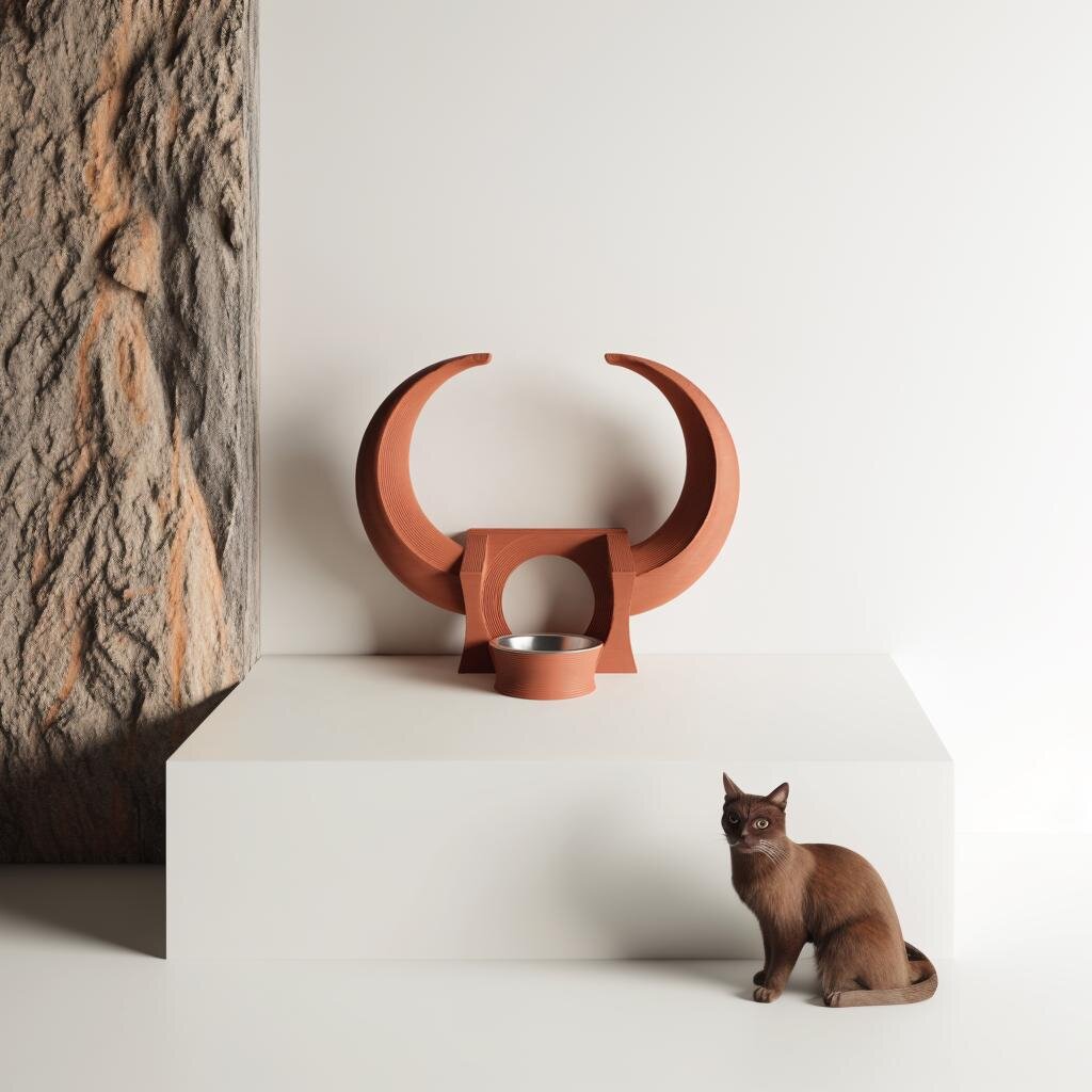 3D Printed Horned Pet Bowl Stand | Fantasy Raised Holder
