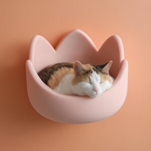 3D Printed Crown Wall Cat Bed | Kawaii Floating Lounger