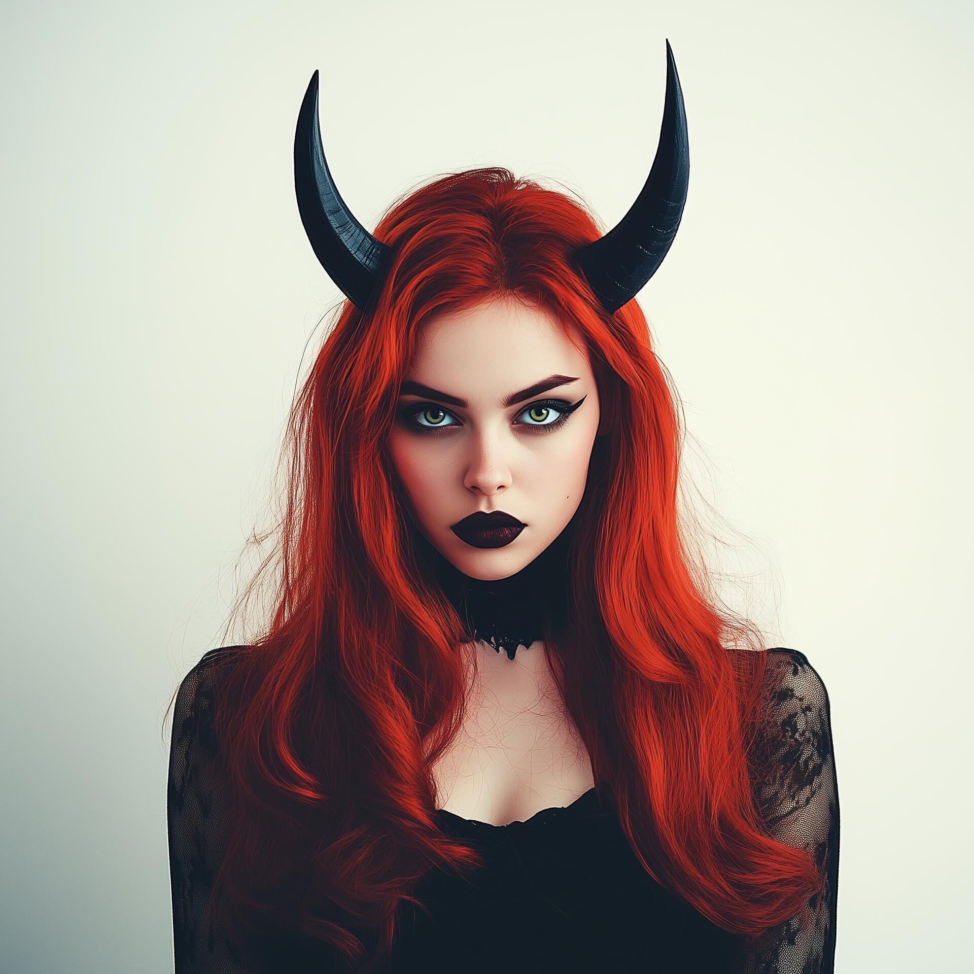 Tall Curved Demon Horns Headband | 7-Inch Reference