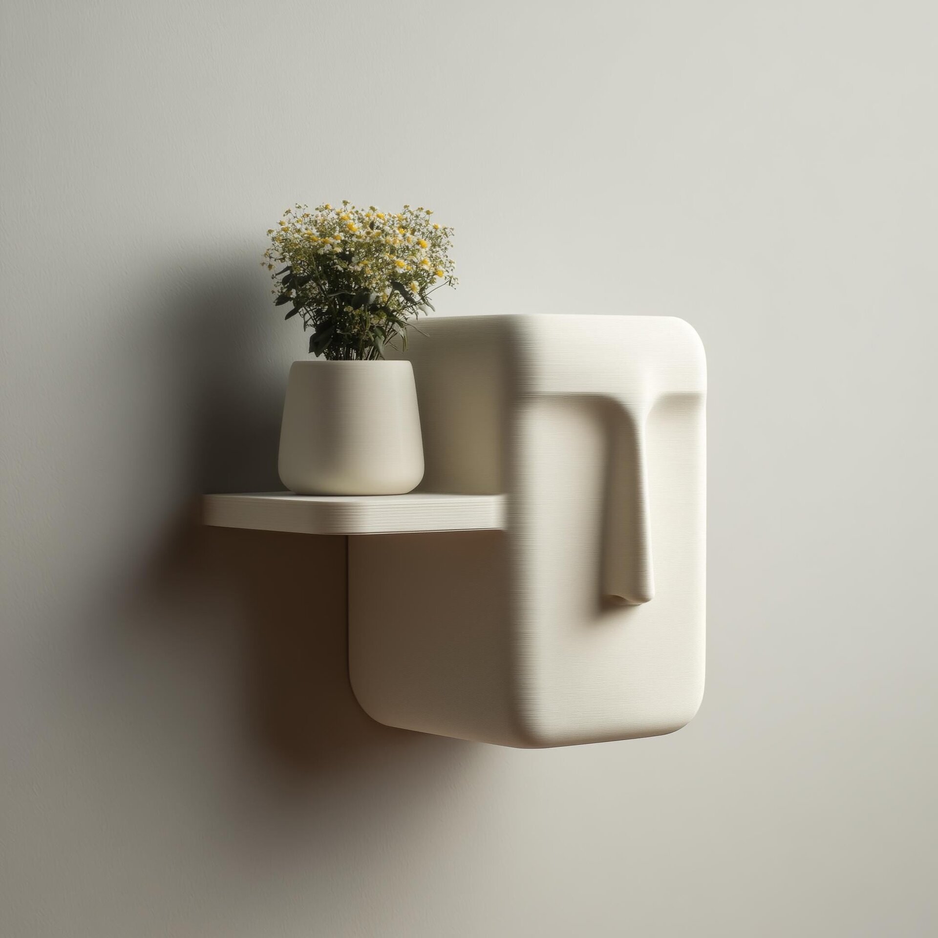 3D Printed Abstract Character Face Wall Shelf | Display Ledge