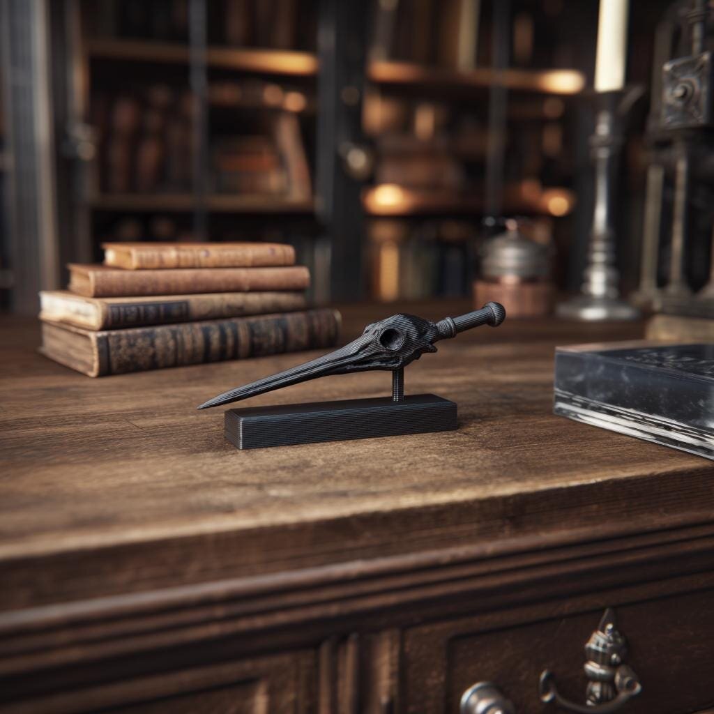3D Printed Raven Skull Magic Wand with Stand | Design 1