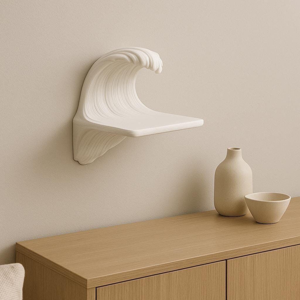 3D Printed Wave Floating Wall Shelf