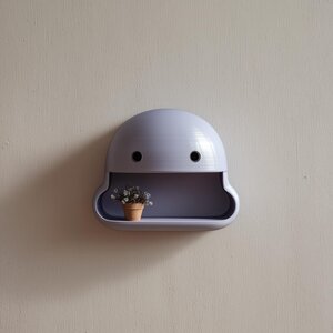 3D Printed Kawaii Face Wall Shelf | Character Display Ledge