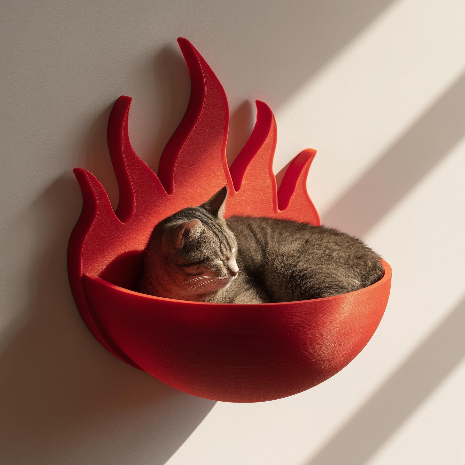 3D Printed Sculptural Cat Wall Bed