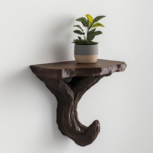3D Printed Black Branch Wall Shelf