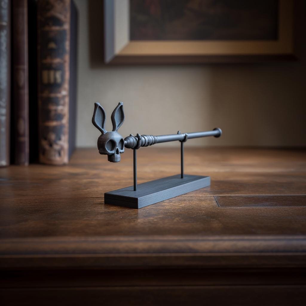 3D Printed Rabbit Skull Magic Wand with Stand | Cosplay Prop
