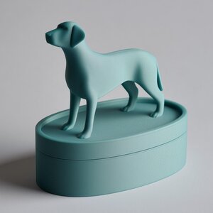 3D Printed Dog Figurine Oval Memorial Urn