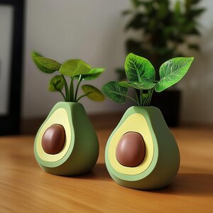 Cute Avocado Flower Pot | Desk Organizer | Real Plant Holder